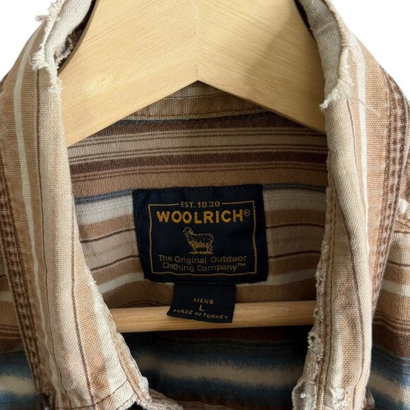 Vintage Woolrich Southwestern  Print Button Up Shirt Brown L Distressed Western - Picture 4 of 9